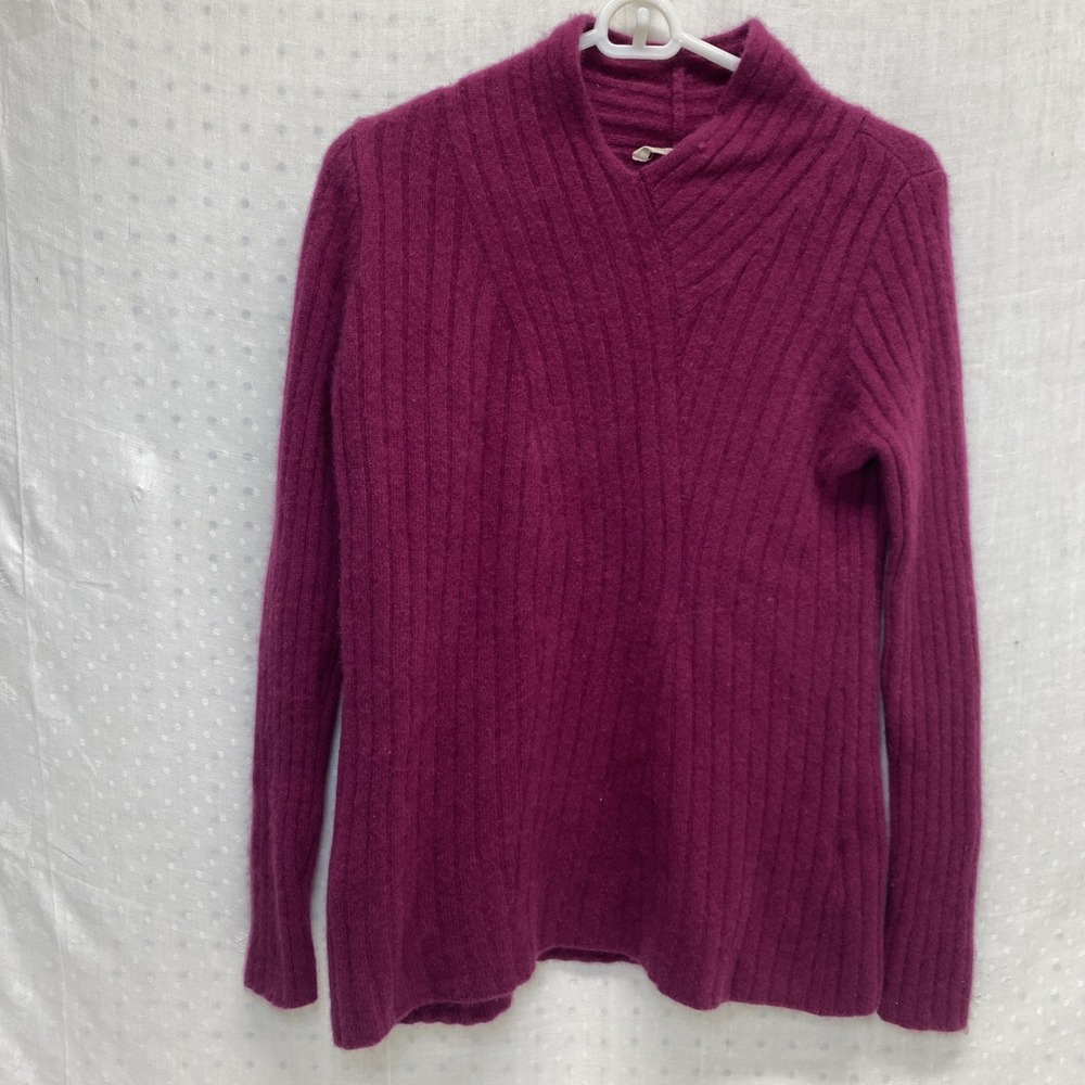 Soft Surroundings Cashmere Rib Knit Sweater Magenta Women's Medium‎
